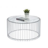 FURNITEX - L13-FX (Ch) Ława 80 | biały marmur | stelaż chrom