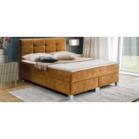 PMW - KAMA Łóżko kontynentalne z pojemnikiem | 140x200 | Wysokość zagłówka 120 cm | Materac Komfort | Topper HR