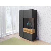 HELVETIA MEBLE WIERUSZÓW - SILKE TYP 44 Komoda wysoka 2 drzwi (1xszkło) prawa