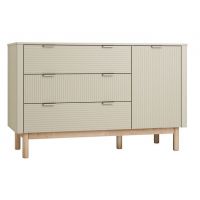 PINIO - MILOO Komoda 3-szufladowa + Drzwi | Szampański