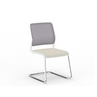 NOWY STYL - XILIUM Krzesło Konferencyjne FRAME CHAIR CF MESH WHITE | na płozie | Oparcie - Siatka