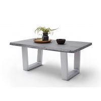 MC AKCENT - CARTAGENA Stolik 110x70x45 | Noga trapez stal szlachetna szczotkowana | Akacja szary piaskowany | 58009TEG