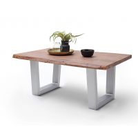 MC AKCENT - CARTAGENA Stolik 110x70x45 | Noga trapez stal szlachetna szczotkowana | Akacja orzech | 58009TEW