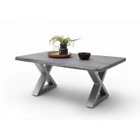 MC AKCENT - CARTAGENA Stolik 110x70x45 | Noga krzyżak stal szlachetna szczotkowana | Akacja szary piaskowany | 58013XEG