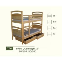 PANKAU - Łóżko piętrowe Celestyn II z materacem piankowym (spanie 90/200)