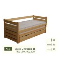 PANKAU - Łóżko parterowe Tycjan II z materacem piankowym (spanie 90/200)