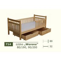 PANKAU - Łóżko parterowe Werona bez materaca piankowego (spanie 80/190)