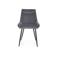 SIGNAL - AGAT Velvet Krzesło | Tkanina Bluvel 14 Szary | Stelaż Czarny mat