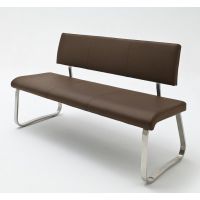 MC AKCENT - ARCO Ławka na płozie | Stal szlachetna szczotkowana | Ekoskóra brąz | 155x59x86 | ABLE10BX