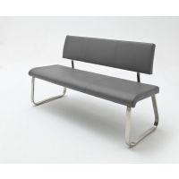 MC AKCENT - ARCO Ławka na płozie | Stal szlachetna szczotkowana | Ekoskóra szara | 155x59x86 | ABLE10GX