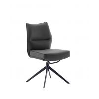 MC AKCENT - ASSENTO A Krzesło | Skóra antracyt | Stelaż lakier czarny mat | Obrót siedziska | ASAS20AN | ASGE14SM