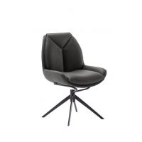 MC AKCENT - ASSENTO B Krzesło | Skóra antracyt | Stelaż lakier czarny mat | Obrót siedziska | ASBS20AN | ASGE14SM