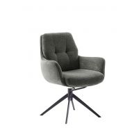 MC AKCENT - ASSENTO C Krzesło z podłokietnikami | Tkanian oliwka | Stelaż lakier czarny mat | Obrót siedziska | ASCA62OL | ASGE14SM