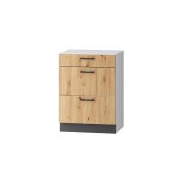 Stolkar - CLARA Szafka D60S/3 | Dolna 60 | 3 szuflady | Dąb artisan