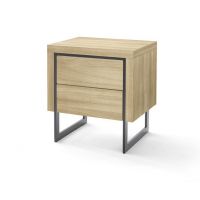 MC AKCENT - COOPER Szafka nocna | 2 szuflady | okleina dębowa | stelaż metal proszkowy czarny | 80135AS2