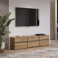 HELVETIA MEBLE WIERUSZÓW - CROSS Komoda TV 24N6MY41 | Dąb wotan / dab wotan-czarny