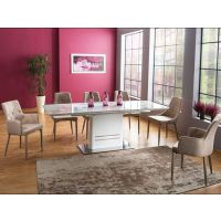 SIGNAL - CARTIER Ceramic Stół 160-210x90cm | Marmur | Biały lakier | DOSTĘPNE OD RĘKI