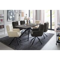 MC AKCENT - CERRITO Stół 160-220x90x76 | Ceramika marmur antracyt | Stelaż metal lakier czarny mat | CE16SMAM