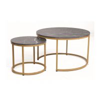 SIGNAL - DION Ława | Czarny efekt marmuru | Złoty