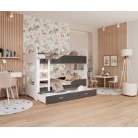 AJK meble - DOMINIK Łóżko Piętrowe 2-osobowe z Szufladą 160x80cm