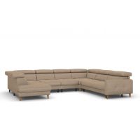 Bydgoskie Meble - GOYA Narożnik 1,5HT/BK-TE-1,5RF-1,5RF-TE-3F | Pojemnik | Dwa fotele z elektrycznym relaksem | Z funkcją spania | Stelaż włoski