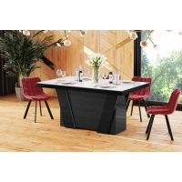 HUBERTUS - GRANDE Stół 160-412x100 | Biały połysk | Czarny połysk