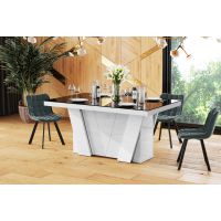 HUBERTUS - GRANDE Stół 160-412x100 | Czarny połysk | Biały połysk