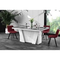 HUBERTUS - GRANDE Stół 160-412x100 | Szary mat | Biały połysk