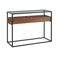 SIGNAL - HARMONY C Ława | Szkło transparentne | Stelaż Czarny oraz Orzech | DOSTĘPNE OD RĘKI