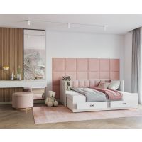 AJK meble - HERMES Tapicerowane Łóżko parterowe 1-osobowe z szufladą 200x81/152cm