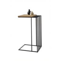 MC AKCENT - JUBA Stolik 40x35x70 | Blat drewno dębowe olejowane | Stelaż metal czarny mat | 58310ES9 | DOSTĘPNE OD RĘKI