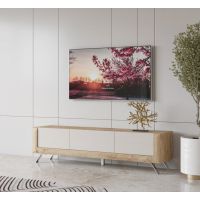 Bydgoskie Meble - KASAI Komoda TV 2D1S | 24HKMI40 | Dąb harbor złoty-Kaszmir