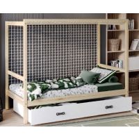 AJK meble - FOOTBALL Łóżko Parterowe 1-osobowe | 160x80cm | Kolor: Sosna