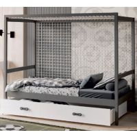 AJK meble - FOOTBALL Łóżko Parterowe 1-osobowe | 160x80cm | Kolor: Szary