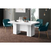 HUBERTUS - LARGO Stół 160-400x89 | Biały połysk | DOSTĘPNE OD RĘKI