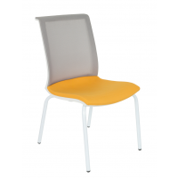 GROSPOL - LEVEL Krzesło Konferencyjne 4L WS / 4L WS R1 White / Chrome | Siatkowe Siakowe