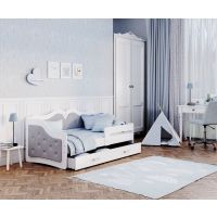 AJK meble - LILI Tapicerowane Łóżko parterowe 1-osobowe z szufladą 160x80cm