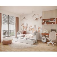 AJK meble - MATEUSZ P MDF Łóżko parterowe 1-osobowe z szufladą 160x80cm