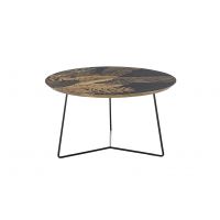 MC AKCENT - MIRANDELA | Stolik kawowy okrągły średnica 85 x 45 cm | blat drewno mango z nadrukiem, stelaż metal, lakier proszkowy czarny | 58952MS8