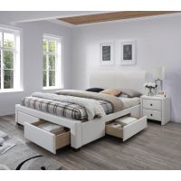 HALMAR - MODENA 2 Łóżko 160 | Eko skóra kolor Biały