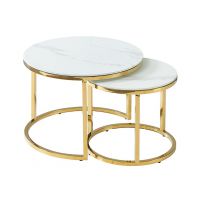 SIGNAL - MUSE II Ława | Biały Efekt Marmuru | Stelaż złoty