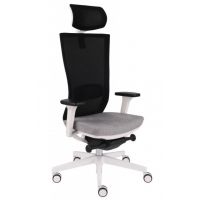 GROSPOL - MARTI Fotel Obrotowy WS HD Chrom / White | Mechanizm LP11 Plus - Synchro z Regulacją Głębokości | Podłokietniki 3D | Zagłówek | Zgodny z Rozporządzeniem z 2023 roku