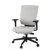 GROSPOL - MAXPRO Fotel Obrotowy BT Black / Chrom | Mechanizm Synchro Plus SP1 z regulacją głębokości | Podłokietniki R7 / R10 | Oparcie tapicerowane