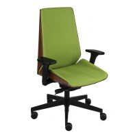 GROSPOL - MOON WOOD Fotel Obrotowy Black / Chrome | Mechanizm Synchro Plus SP1 | Podłokietniki 3D | Drewno Bukowe | Obciążenie do 150 kg