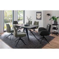 MC AKCENT - NEMURO Stół 160-240x90x76 | Blat Szkło Satynowe Szare | Noga Metal Czarny Mat | NE16SMGX