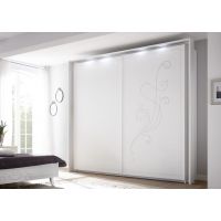 MC AKCENT - NIVEA Szafa 265 z drzwiami przesuwnymi | Oświetlenie | 2 x Półka | Szuflady | Stopery | Nóżki poziomujace | 671801N-243