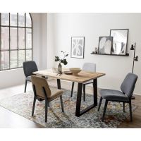 MC AKCENT - PALAIS Stół 160x90 | Dąb lity burgundzki | Obrzeże ciosane | Noga trapez | PATP16ZB | PATGTSXL