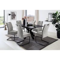 MC AKCENT - PALLINI Stół 150x90x76 | po rozłożeniu 150x150 | Blat Antracyt | Noga Czarna | PA90SMAN