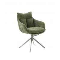 MC AKCENT - PARKER E Krzesło z podłokietnikami | Obrót siedziska | Stal szlachetna szczotkowana | Tkanina Oliwka | PKAE60OL