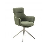 MC AKCENT - PELION E Krzesło z podłokietnikami | Obrót siedziska | Stal szlachetna szczotkowana | Tkanina Oliwka | PLAE54OL